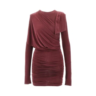 The Andamane 'xenia' Draped Mini Dress In Burgundy