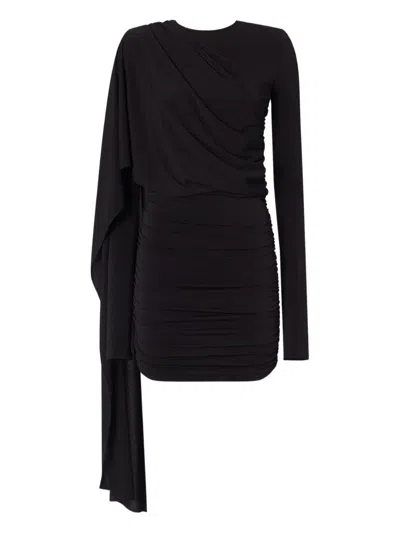 The Andamane Xenia Draped Ruched Dress In Black