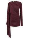 The Andamane Asymmetric Mini Dress Draped Detail In Purple