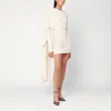 The Andamane Xenia Draped Sleeve Asymmetric Mini Dress In White