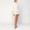 The Andamane Xenia Draped Sleeve Asymmetric Mini Dress In White
