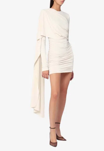 The Andamane Xenia Ruched Mini Dress In White