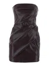 The Andamane Strapless Mini Dress Featuring Draped Detailing In Brown