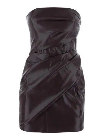 THE ANDAMANE BORDEAUX DRESS WITH WITH ALL-OVER DRAPES IN TECH FABRIC WOMAN
