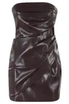 The Andamane Strapless Mini Dress Featuring Draped Detailing In Brown