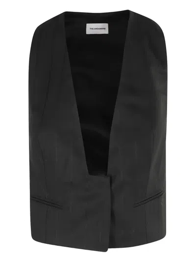THE ANDAMANE YELENA PINSTRIPE V-NECK WAISTCOAT