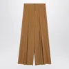 The Andamane Wide-leg Pleated Trouser Skirt With Belt Loops In Yellow