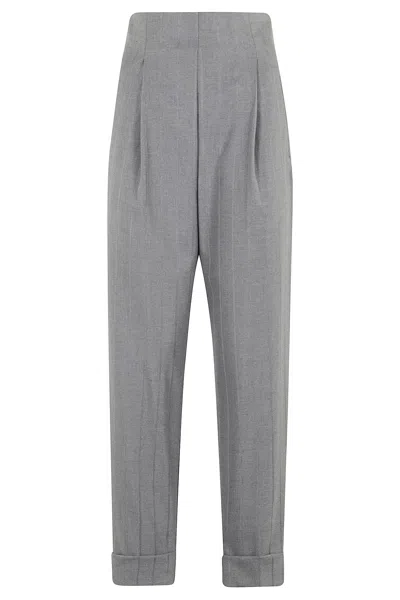 The Andamane Yolene High Waisted Pants With Cuff In Gray