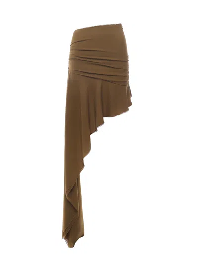 The Andamane Zahira Asymmetrical Long Skirt In Brown