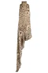 The Andamane Zahira Dress Turtleneck Asymmetrical Maxi Dress In Animal Print