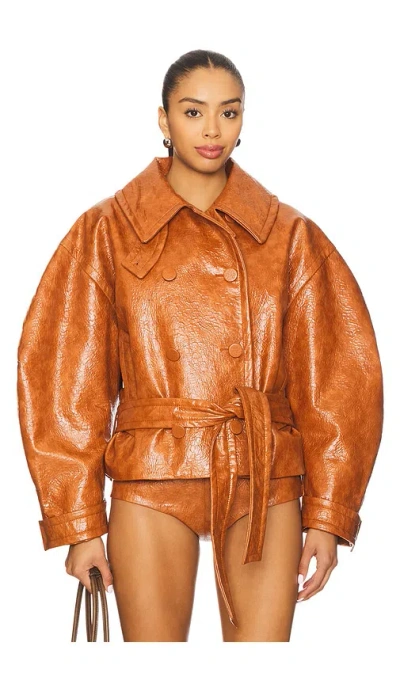 The Andamane Zarina Cropped Coat In Orange