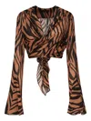 The Andamane Zebra-print Tie-front Blouse In Multi