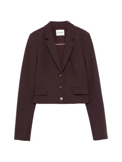 The Andamane Zefira Single-breasted Cropped Blazer In Brown