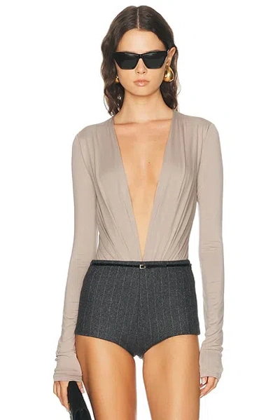 The Andamane Zelda Deep V Neck Bodysuit In Multi