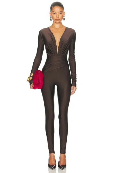 The Andamane Zelda V-neck Jumpsuit In Brown