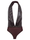 The Andamane Zendaya Bodysuit - Sleeveless Deep Vneck Bodysuit In Burgundy
