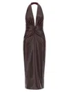 The Andamane Zendaya Dress In Bordeaux Polyester In Brown