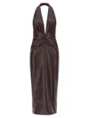 The Andamane Zendaya Dress In Bordeaux Polyester In Brown