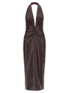 The Andamane Zendaya Dress In Bordeaux Polyester In Brown