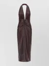 The Andamane Zendaya Dress In Bordeaux Polyester In Brown