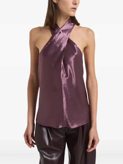 The Andamane Zeyne Halterneck Top In Purple