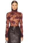 The Andamane Ziggy Lace Turtleneck Bodysuit In Multi