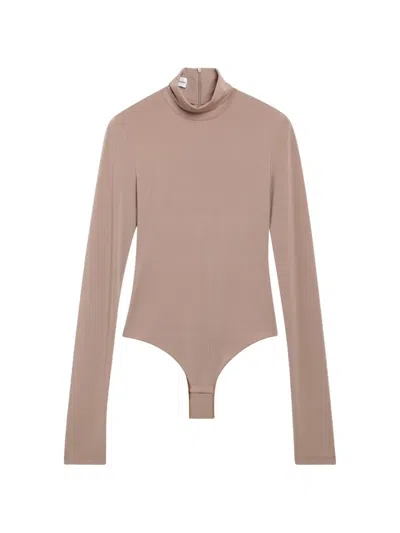 The Andamane Blush Pink Turtleneck Bodysuit In Stretch Jersey