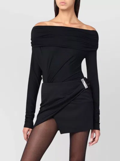 THE ANDAMANE ZOE OFF SHOULDER DRAPED MINI DRESS