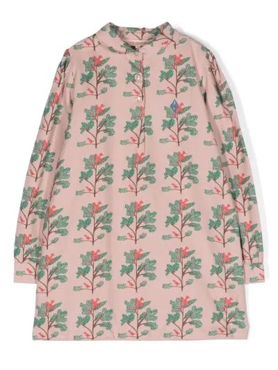 The Animals Observatory Albatros Kids Linen-blend Dress In Pink