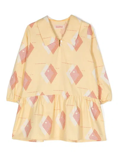 The Animals Observatory Kids' Albatross Geometric-printed Dress In Yellow