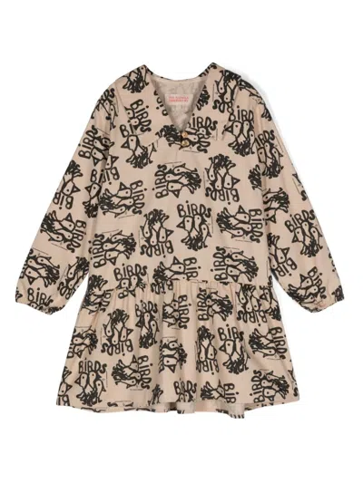 The Animals Observatory Kids' Albatross Printed Dress In Neutrals