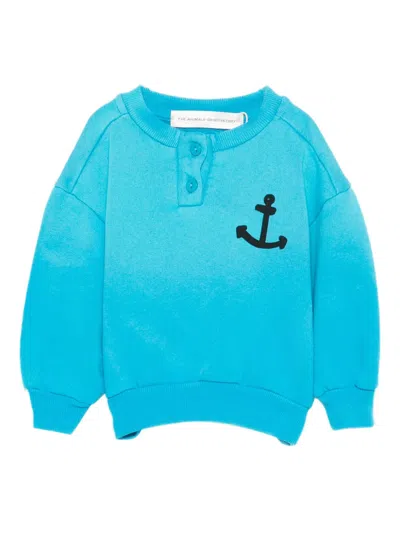 The Animals Observatory Babies' Anchor Buttoned Top In Blue