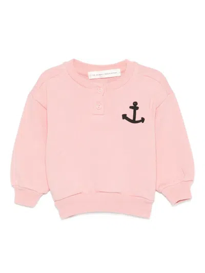 The Animals Observatory Babies' Anchor Graphic Top In Pink