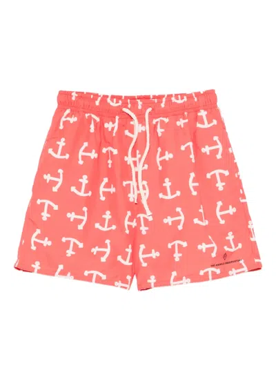 The Animals Observatory Kids' Anchor Print Shorts In Red