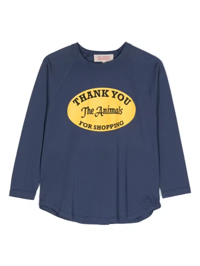 The Animals Observatory Kids' Anteater Cotton T-shirt In Blue