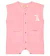 The Animals Observatory Baby Ape Cotton Playsuit In Pink