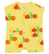 The Animals Observatory Baby Ape Cotton Playsuit In Yellow Fruits