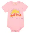 The Animals Observatory Printed Cotton Jersey Bodysuit In Pink Shoes