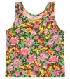 The Animals Observatory Baby Frog Printed Cotton Jersey Tank Top In Beige Flowers