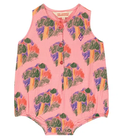The Animals Observatory Baby Pink House Butterfly Cotton Bodysuit In Pink Forest