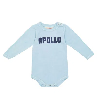 The Animals Observatory Baby Printed Cotton Knit Body In Blue