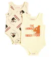The Animals Observatory Baby Set Of 2 Printed Cotton Bodysuits In Multicoloured