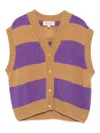 The Animals Observatory Back Logo-patch Striped Vest In Multi