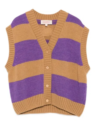 The Animals Observatory Kids' Back Logo-patch Striped Vest In Multi