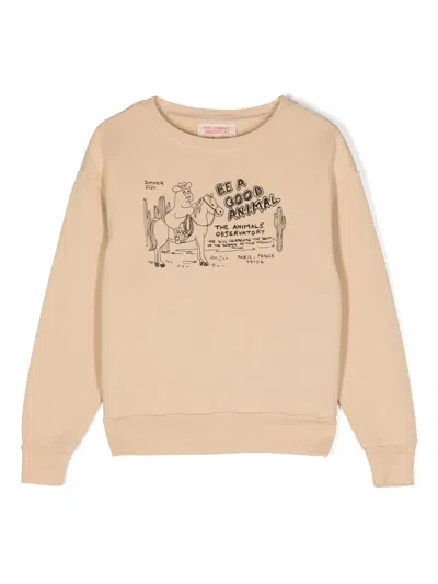 The Animals Observatory Kids' Bear Cotton Sweatshirt In Brown