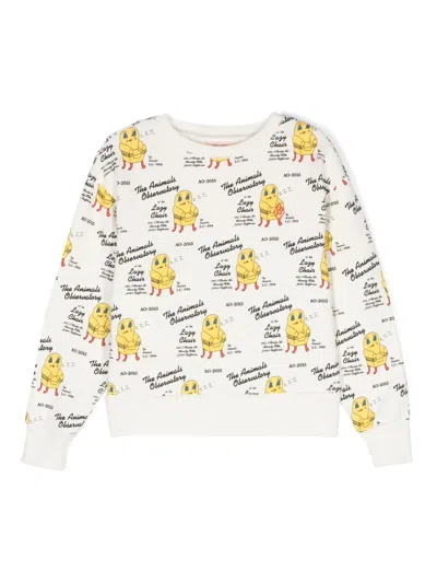 The Animals Observatory Kids' Bear Cotton Sweatshirt In White