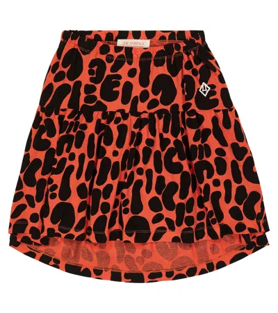 The Animals Observatory Kids' Bird Printed Cotton Skirt In Multicoloured