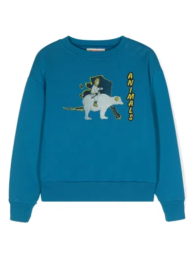 The Animals Observatory Blue Bear Jersey Sweatshirt In 蓝色
