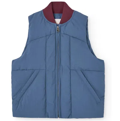 The Animals Observatory Kids' Boy's Lobster Puffer Vest In Blue/maroon In Multi