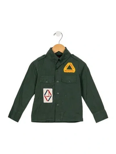 Pre-owned The Animals Observatory Babies' Boys Solid Button Up In Green